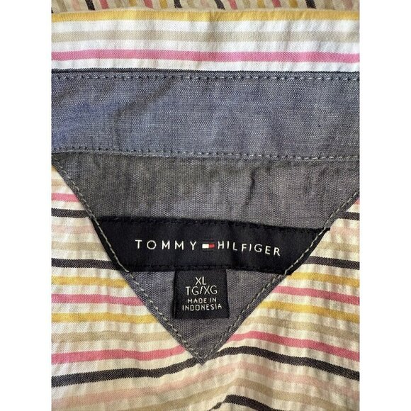 Tommy Hilfiger Striped Collared Long Sleeve Button Up Shirt Women's Sz XL - Picture 12 of 14